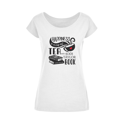 Happiness is a Cup of Tea and a Jodi Taylor Book Wide Neck Womens T-Shirt XS-5XL