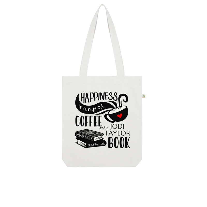 Happiness is a Cup of Coffee and a Jodi Taylor Book Organic Tote Bag