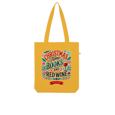 Christmas Time Books and Red Wine (UK) Organic Tote Bag