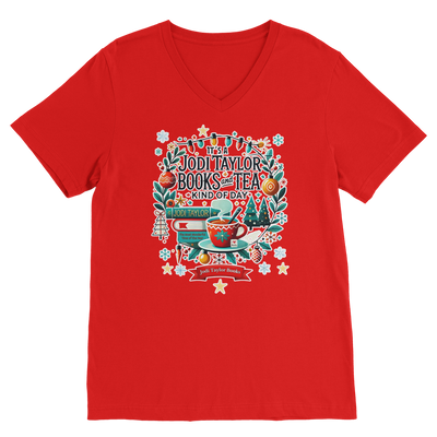 It's a Christmas Books and Tea Kind of Day (UK) Classic V-Neck T-Shirt