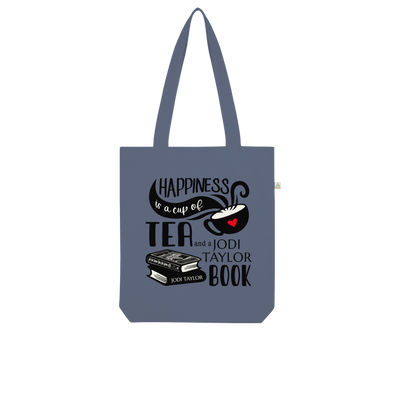 Happiness is a Cup of Tea and a Jodi Taylor Book Organic Tote Bag