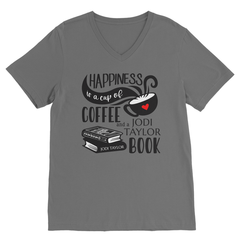 Happiness is a Cup of Coffee and a Jodi Taylor Book Classic V-Neck T-Shirt