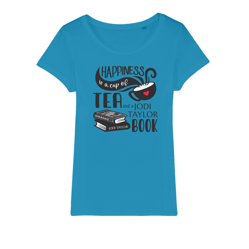 Happiness is a Cup of Tea and a Jodi Taylor Book Organic Jersey Womens T-Shirt