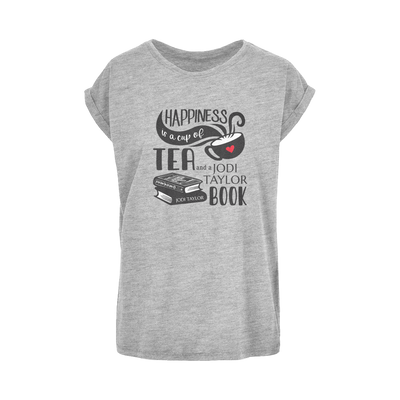 Happiness is a Cup of Tea and a Jodi Taylor Book Women's Extended Shoulder T-Shirt XS-5XL