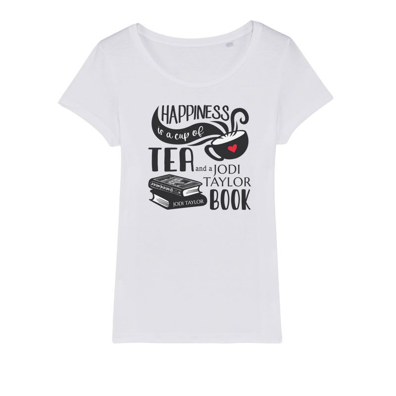 Happiness is a Cup of Tea and a Jodi Taylor Book Organic Jersey Womens T-Shirt