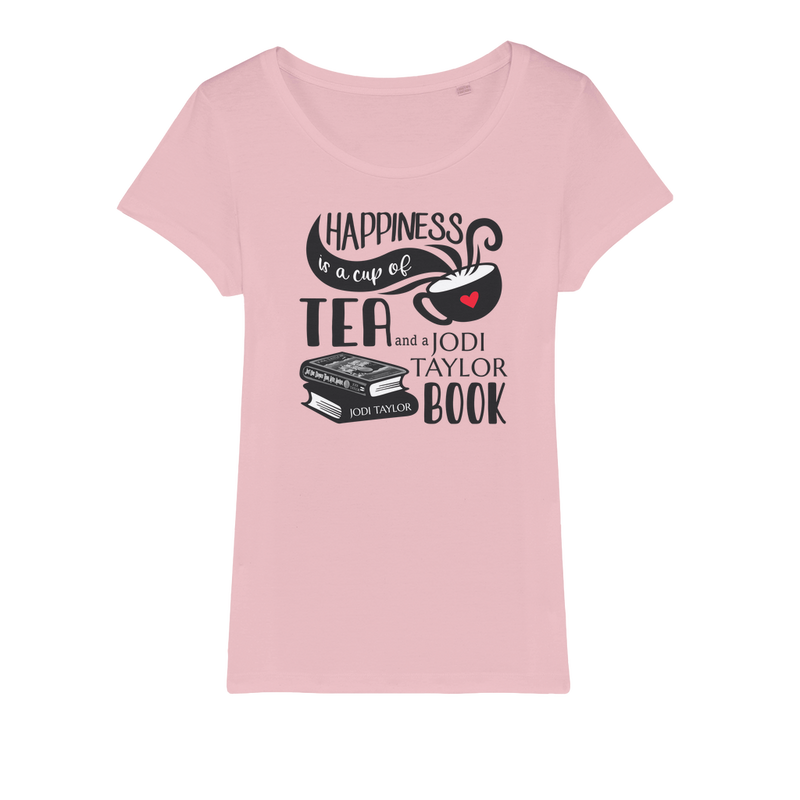 Happiness is a Cup of Tea and a Jodi Taylor Book Organic Jersey Womens T-Shirt