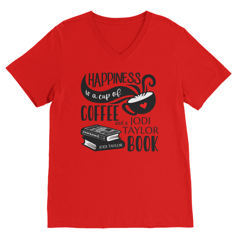 Happiness is a Cup of Coffee and a Jodi Taylor Book Classic V-Neck T-Shirt