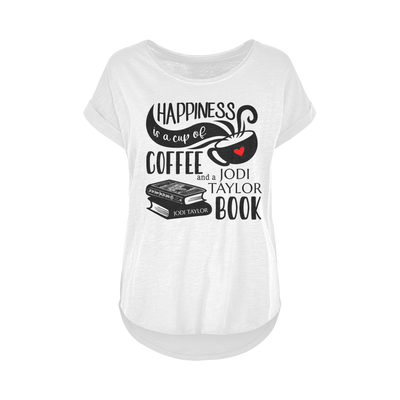 Happiness is a Cup of Coffee and a Jodi Taylor Book Women's Long Slub T-Shirt XS-5XL