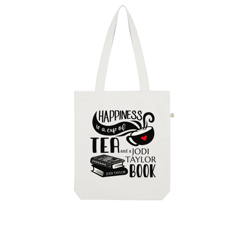 Happiness is a Cup of Tea and a Jodi Taylor Book Organic Tote Bag