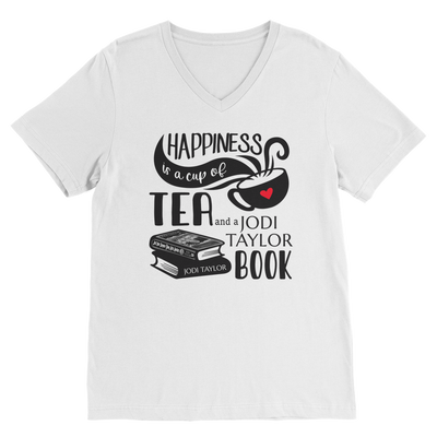 Happiness is a Cup of Tea and a Jodi Taylor Book Classic V-Neck T-Shirt