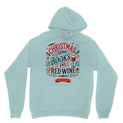 Christmas Time Books and Red Wine (UK) Classic Adult Hoodie up to 5XL