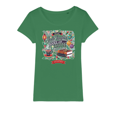 It's a Christmas Books and Coffee Kind of Day (UK) Organic Jersey Womens T-Shirt