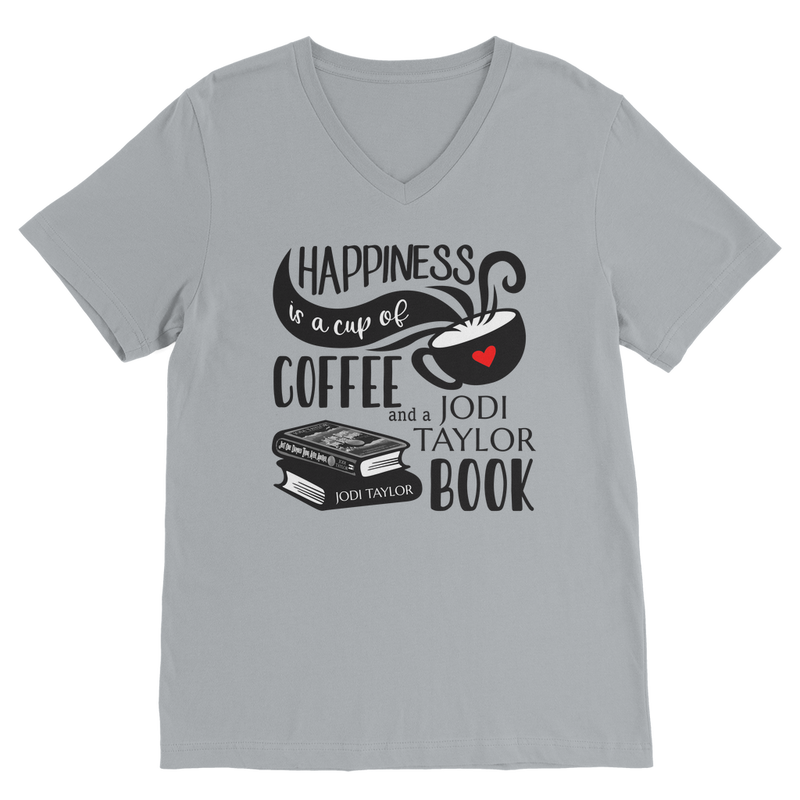 Happiness is a Cup of Coffee and a Jodi Taylor Book Classic V-Neck T-Shirt