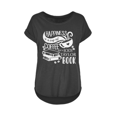 Happiness is a Cup of Coffee and a Jodi Taylor Book Women's Long Slub T-Shirt XS-5XL