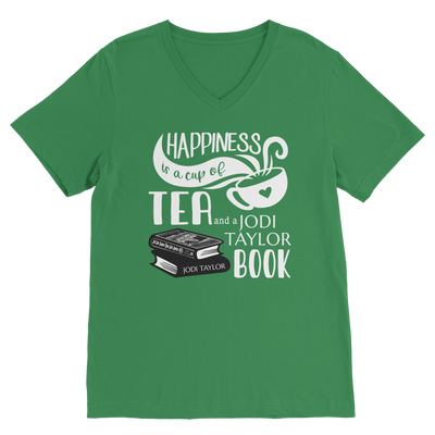 Happiness is a Cup of Tea and a Jodi Taylor Book Classic V-Neck T-Shirt