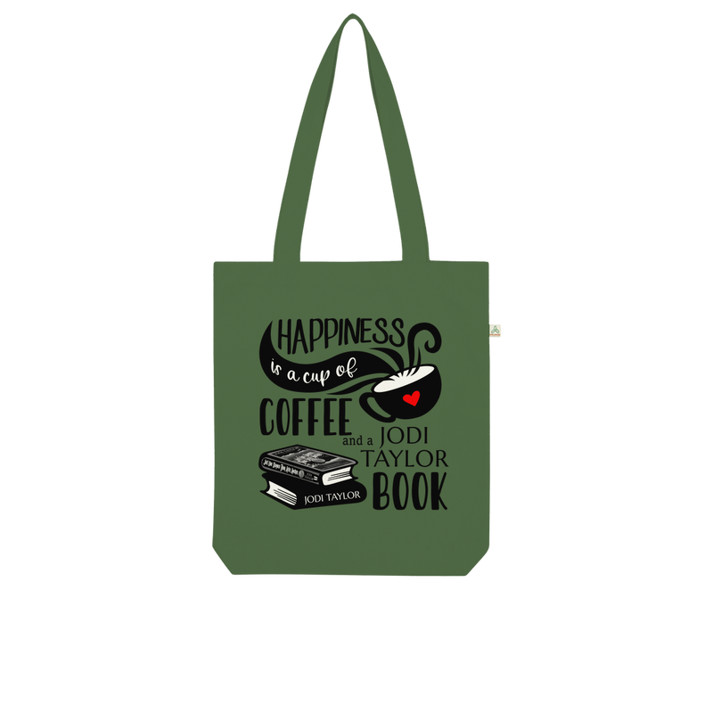 Happiness is a Cup of Coffee and a Jodi Taylor Book Organic Tote Bag