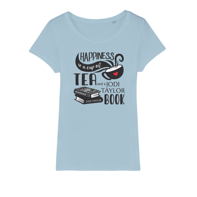 Happiness is a Cup of Tea and a Jodi Taylor Book Organic Jersey Womens T-Shirt