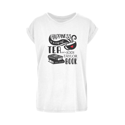 Happiness is a Cup of Tea and a Jodi Taylor Book Women's Extended Shoulder T-Shirt XS-5XL