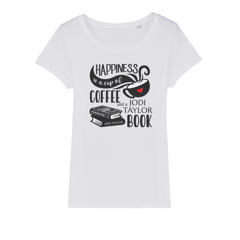 Happiness is a Cup of Coffee and a Jodi Taylor Book Organic Jersey Womens T-Shirt