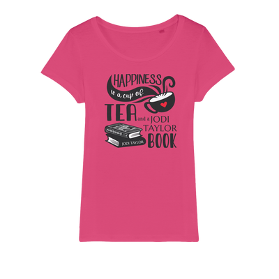 Happiness is a Cup of Tea and a Jodi Taylor Book Organic Jersey Womens T-Shirt