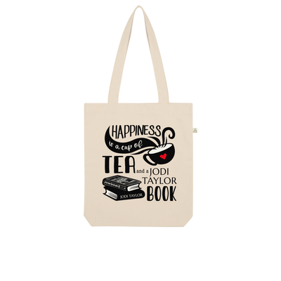 Happiness is a Cup of Tea and a Jodi Taylor Book Organic Tote Bag