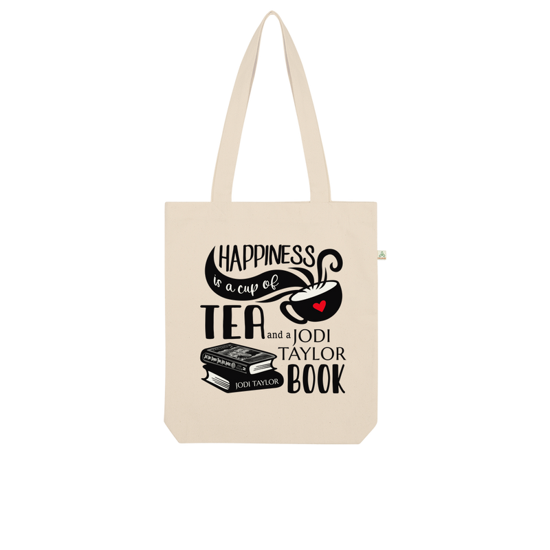 Happiness is a Cup of Tea and a Jodi Taylor Book Organic Tote Bag