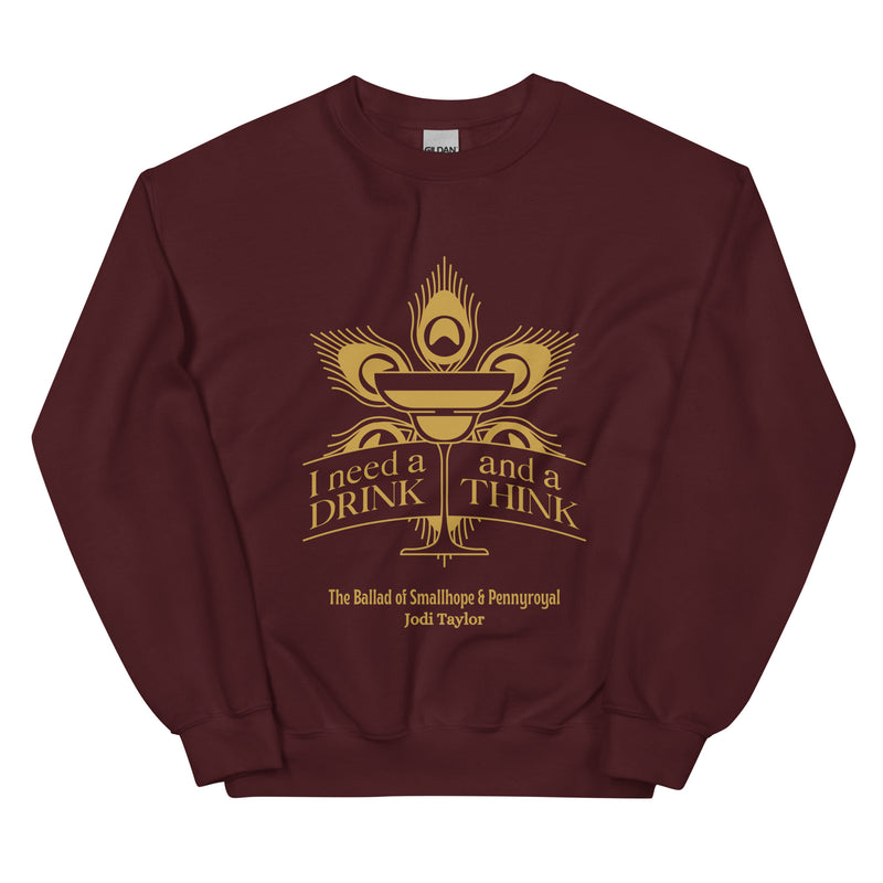 I Need a Drink and a Think Classic Adult Sweatshirt up to 5XL (UK, Europe, USA, Canada and Australia)