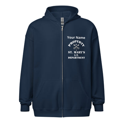 Add Your Name Property of St Mary's I.T. Department Unisex heavy blend zip hoodie up to 5XL (Europe & USA)
