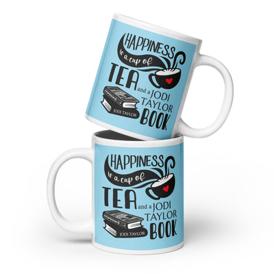 Happiness is a Cup of Tea and a Jodi Taylor Book mug available in 3 sizes (UK, Europe, USA, Canada and Australia) - Jodi Taylor Books